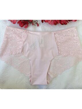 VICTORIA'S SECRET M PINK VERY SEXY CHEEKY PANTIES SILKY PANELS LACE NWT